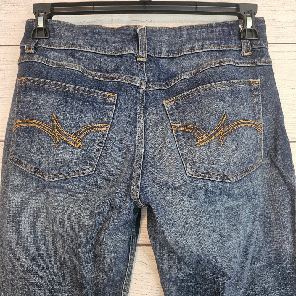 Wrangler 7 x 32 Boot Cut Mid Rise Stretch Dark Wash Jeans 1105